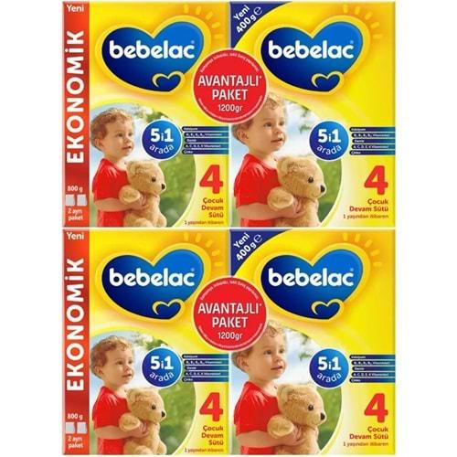 Bebelac 1200GR (800GR+400GR) No:4 Devam Sütü (1+ Yaş) Avantaj Pk (2 Li Set)
