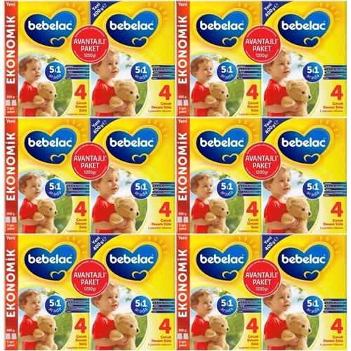 Bebelac 1200GR (800GR+400GR) No:4 Devam Sütü (1+ Yaş) Avantaj Pk (6 Lı Set)