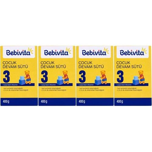 Bebivita Bebek Sütü 400GR No:3 (1 Yaşından İtibaren) (4 Lü Set)