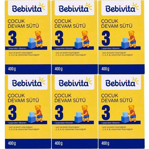 Bebivita Bebek Sütü 400GR No:3 (1 Yaşından İtibaren) (6 Lı Set)
