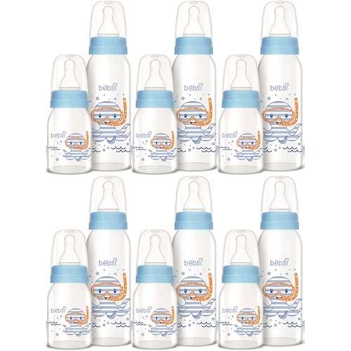 Bebsi Cam Biberon Seti Mavi (250ML+125ML) (6 Lı Set)