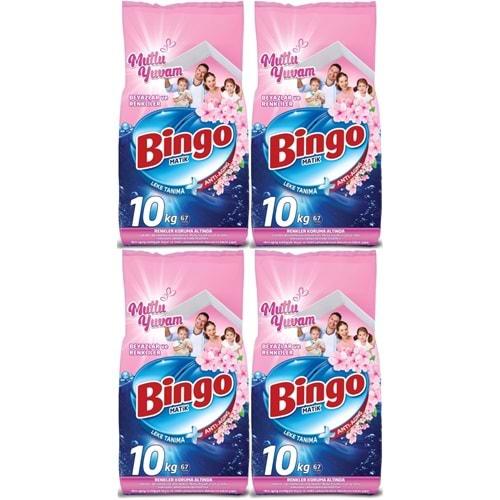 Bingo Matik Toz Çamaşır Deterjanı 40KG Beyazlar ve Renkliler (4PK*10KG) (268 Yıkama) (Mutlu Yuvam)