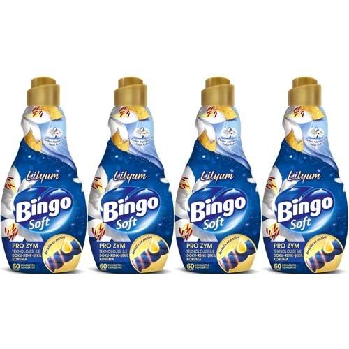 Bingo Soft Çamaşır Yumuşatıcı Konsantre 1440ML Lilyum (4 Lü Set)
