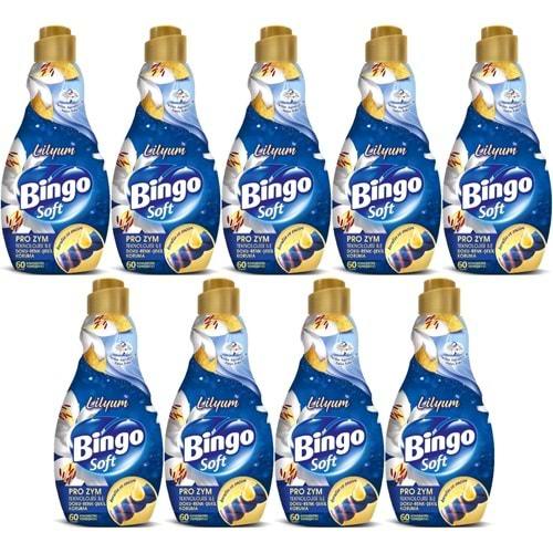 Bingo Soft Çamaşır Yumuşatıcı Konsantre 1440ML Lilyum (9 Lu Set)