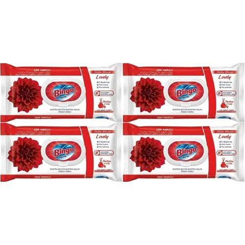 Bingo Clean Yüzey Temizlik Havlusu 96 Yaprak Sevilen Kokular Lovely - Gül (4 Lü Set) 384 Yaprak
