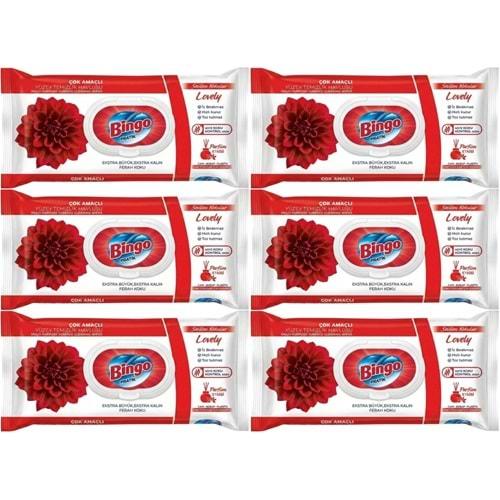 Bingo Clean Yüzey Temizlik Havlusu 96 Yaprak Sevilen Kokular Lovely - Gül (6 Lı Set) 576 Yaprak