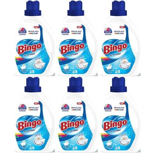 Bingo Sıvı Çamaşır Deterjanı 15600ML Beyaz Sabun Kokulu Beyazlar ve Renkliler 6 Lı Set (6PK*2.600ML)