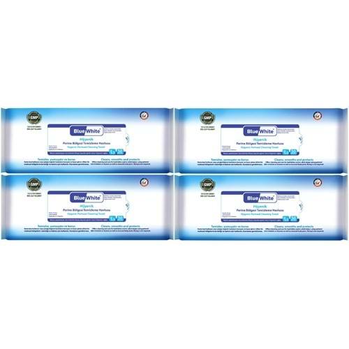 BlueWhite Yetişkin Hasta Perine Bölgesi Temizleme Mendil-Havlusu (4 lü set) 50 Yaprak Hijyenik