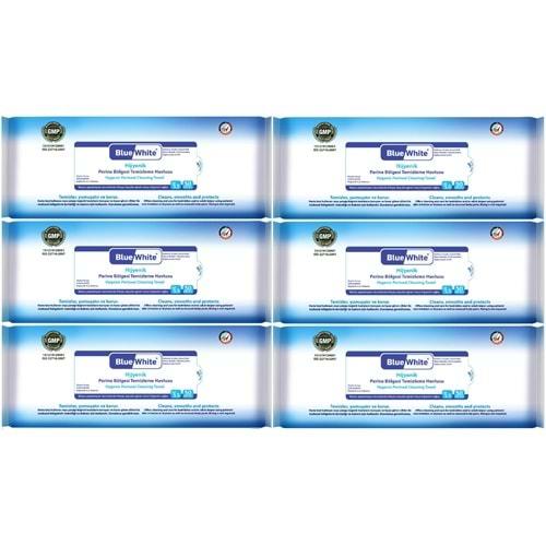 BlueWhite Yetişkin Hasta Perine Bölgesi Temizleme Mendil-Havlusu (6 lı set) 50 Yaprak Hijyenik