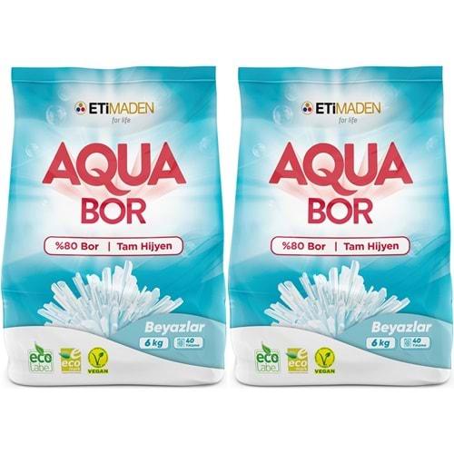 AquaBor Matik Toz Çamaşır Deterjanı 12KG (Beyazlar İçin) 80 Yıkama (2PK*6KG)