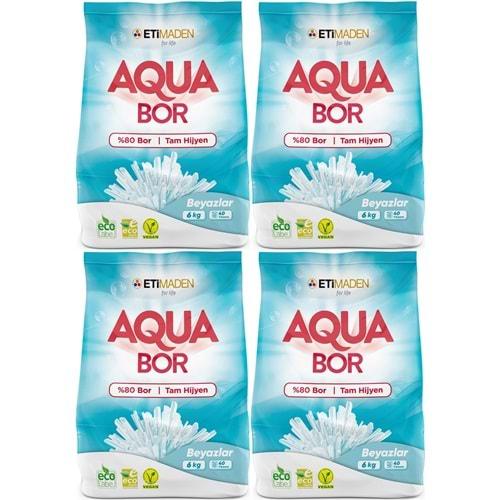 AquaBor Matik Toz Çamaşır Deterjanı 24KG (Beyazlar İçin) 160 Yıkama (4PK*6KG)
