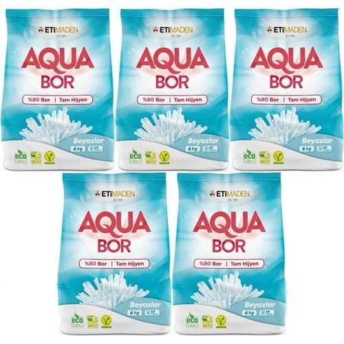 AquaBor Matik Toz Çamaşır Deterjanı 30KG (Beyazlar İçin) 200 Yıkama (5PK*6KG)