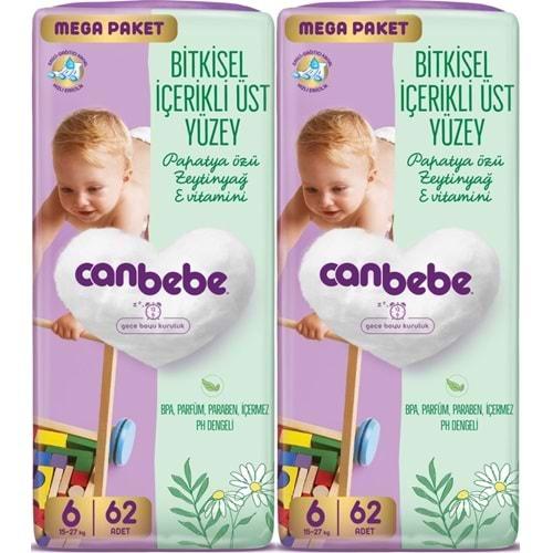 Canbebe Bebek Bezi Beden:6 (15-27KG) Exstra Large 124 Adet Mega Ekonomik Fırsat Pk
