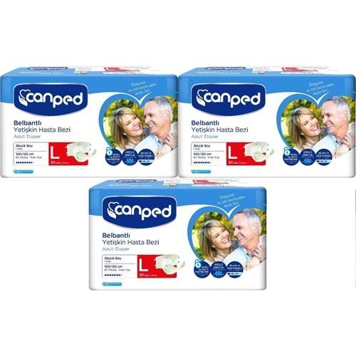 Canped Hasta Bezi Yetişkin Bel Bantlı Polietilen L - Büyük Boy 90 Adet