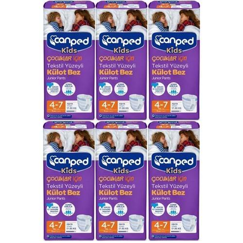 Canped Kids Çoçuklar İçin Külot Bez Tekstil Yüzeyli Yaş:4-7 (17-30Kg) 54 Adet (6Pk*9)