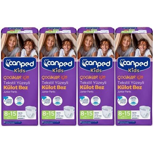 Canped Kids Çoçuklar İçin Külot Bez Tekstil Yüzeyli Yaş:8-15 (27-57Kg) 32 Adet (4Pk*8)