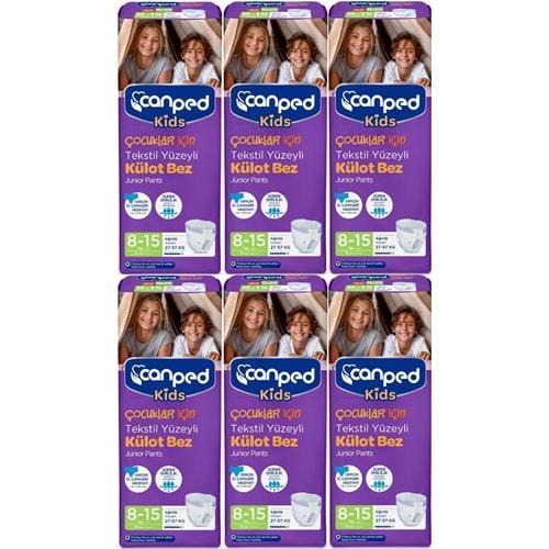 Canped Kids Çoçuklar İçin Külot Bez Tekstil Yüzeyli Yaş:8-15 (27-57Kg) 48 Adet (6Pk*8)