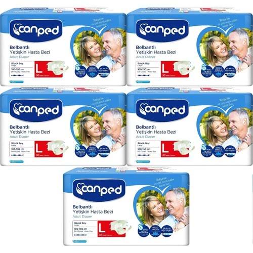 Canped Hasta Bezi Yetişkin Bel Bantlı Polietilen L - Büyük Boy 150 Adet