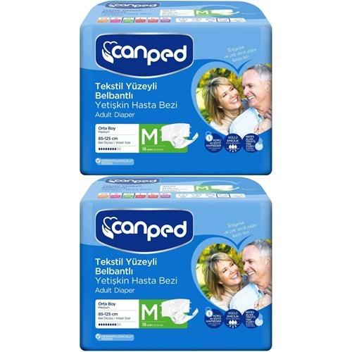 Canped Hasta Bezi Yetişkin Bel Bantlı Tekstil Yüzey M - Orta - Medium 36 (2PK*18)