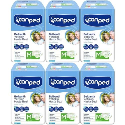 Canped Hasta Bezi Yetişkin Bel Bantlı Polietilen Medium-M Orta Boy 54 Adet (6PK*9)