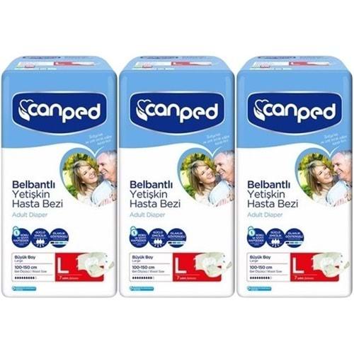 Canped Hasta Bezi Yetişkin Bel Bantlı Polietilen L-Large Büyük Boy 21 Adet (3PK*7)