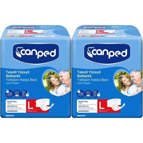Canped Hasta Bezi Yetişkin Bel Bantlı Tekstil Yüzey L - Büyük - Large 28 Adet (2PK*14)