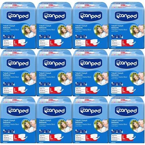 Canped Hasta Bezi Yetişkin Bel Bantlı Tekstil Yüzey L - Büyük - Large 168 Adet (12PK*14)