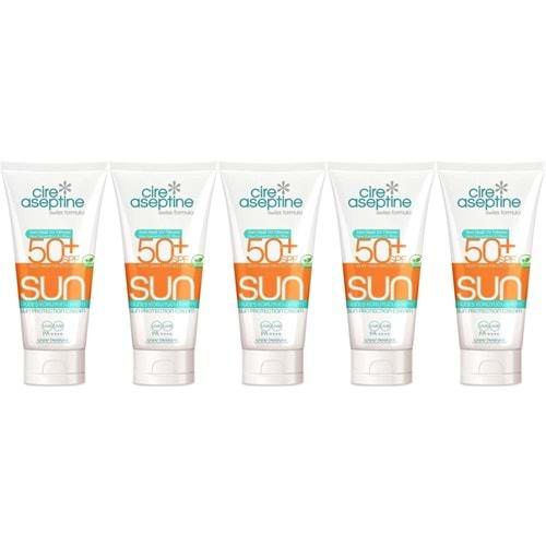 Cire Aseptine Sun Güneş Koruyucu Kremi 50+ SPF 150 ML (5 Li Set)