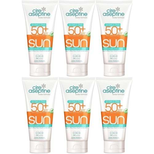 Cire Aseptine Sun Güneş Koruyucu Kremi 50+ SPF 150 ML (6 Lı Set)
