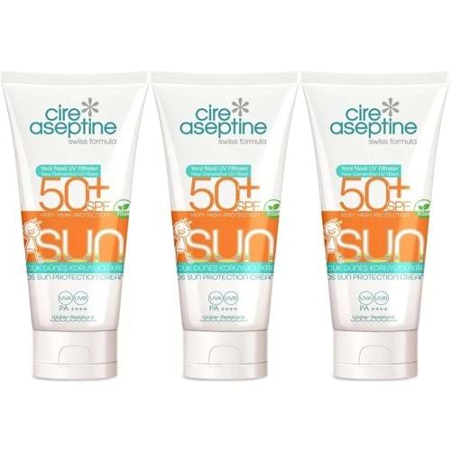 Cire Aseptine Sun Güneş Koruyucu Kremi Çocuk 50+ SPF 150 ML (3 Lü Set)