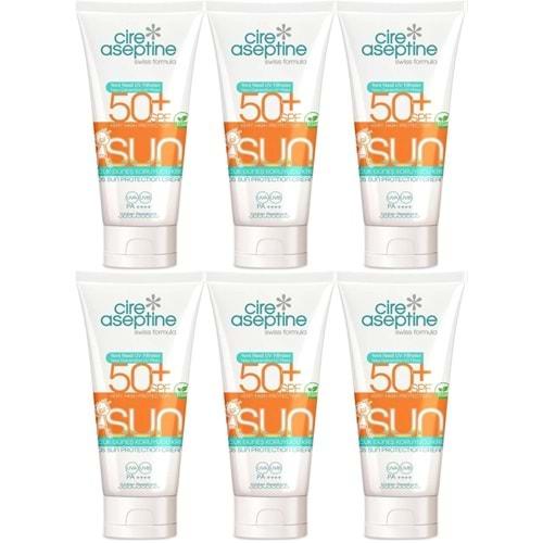Cire Aseptine Sun Güneş Koruyucu Kremi Çocuk 50+ SPF 150 ML (6 Lı Set)