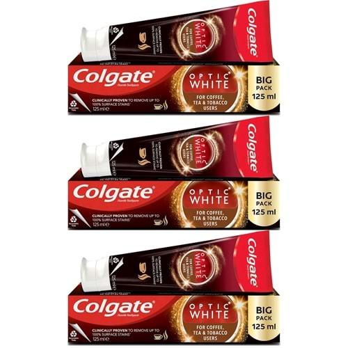 Colgate Diş Macunu Optic White 125ML Çay-Kahve-Sigara (3 Lü Set)