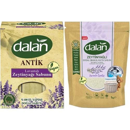 Dalan Antik Defneli Zeytinyağı Sabunu 900GR Lavantalı & Granül Sabun Tozu Lavantalı 1KG (2 Li Set)