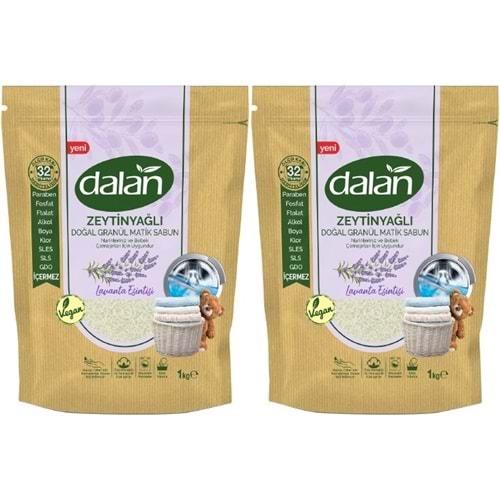 Dalan Doğal Granül Sabun Tozu 1Kg Doğal Bebekler İçin Lavanta Esintisi (2 Li Set)