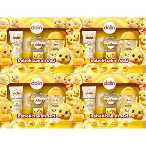 Dalin Bebek Bakım Seti 4 Parça (Kutulu) Yenidoğan Seti (Karma 4 Lü Set)