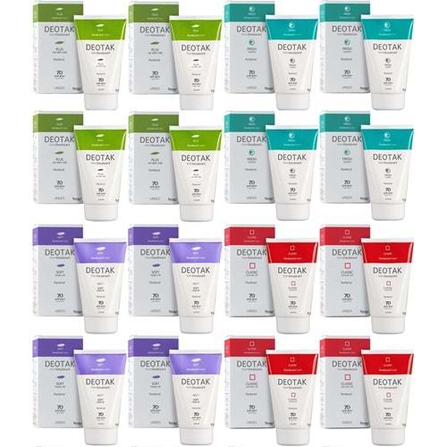 Deotak Krem Deodorant Unisex 35ML (Normal Cilt/Mentol/Hassas/Çay Ağacı Yağı) Karma (16 Lı Set)
