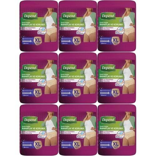 Depend Emici Külot Hasta Bezi XL - Extra Büyük Kadın 90 Adet (9PK*10)