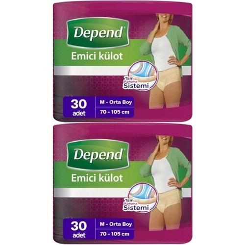 Depend Emici Külot Hasta Bezi Medium - Orta Kadın 60 Adet (2PK*30)