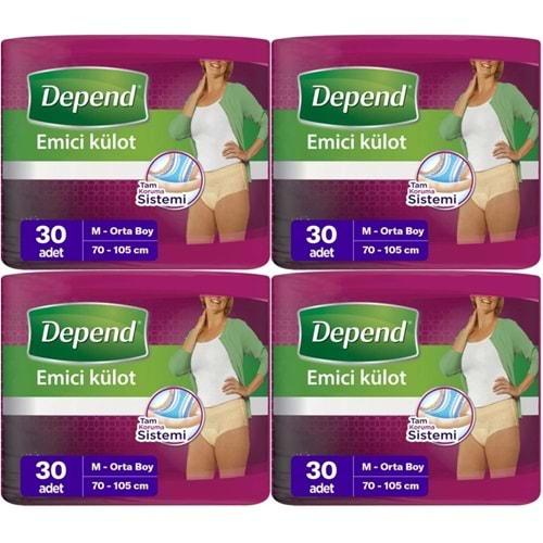 Depend Emici Külot Hasta Bezi Medium - Orta Kadın 120 Adet (4PK*30)