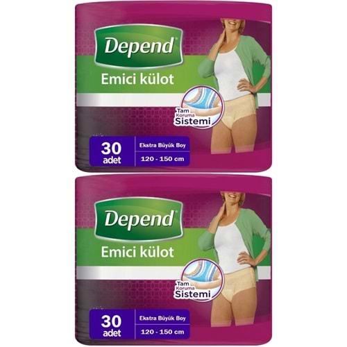 Depend Emici Külot Hasta Bezi XL - Extra Büyük Kadın 60 Adet (2PK*30)