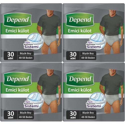 Depend Emici Külot Hasta Bezi Large - Büyük Erkek 120 Adet (4PK*30)