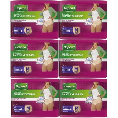 Depend Emici Külot Hasta Bezi Medium - Orta Kadın 60 Adet (6PK*10)