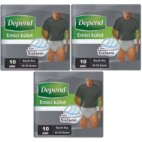 Depend Emici Külot Hasta Bezi Large - Büyük Erkek 30 Adet (3PK*10)