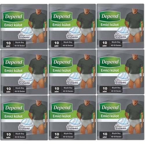 Depend Emici Külot Hasta Bezi Large - Büyük Erkek 90 Adet (9PK*10)