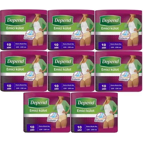 Depend Emici Külot Hasta Bezi XL - Extra Büyük Kadın 80 Adet (8PK*10)