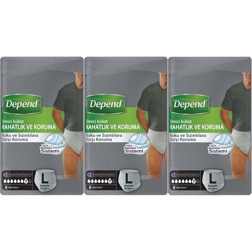 Depend Emici Külot Pants Hasta Bezi L - Büyük - Large Erkek 24 Adet (3PK*8)