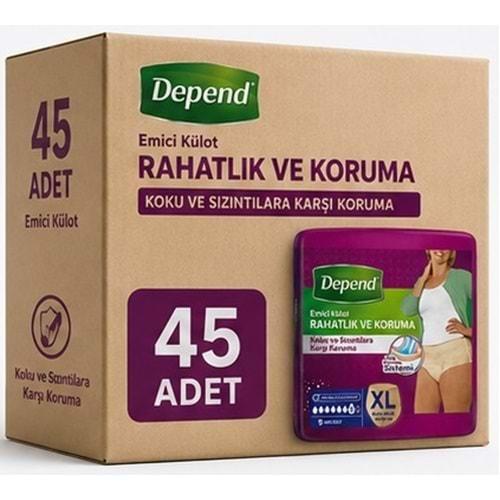 Depend Emici Külot Yetişkin Bezi XL - Extra Large Kadın 45 Adet (5PK*9)