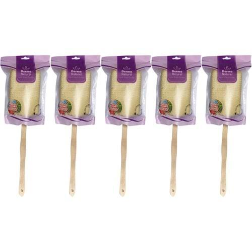 Derma Naturel Palmiye Örme Sopalı Banyo Sırt Lifi (8*24CM) MS-09 (5 Li Set)