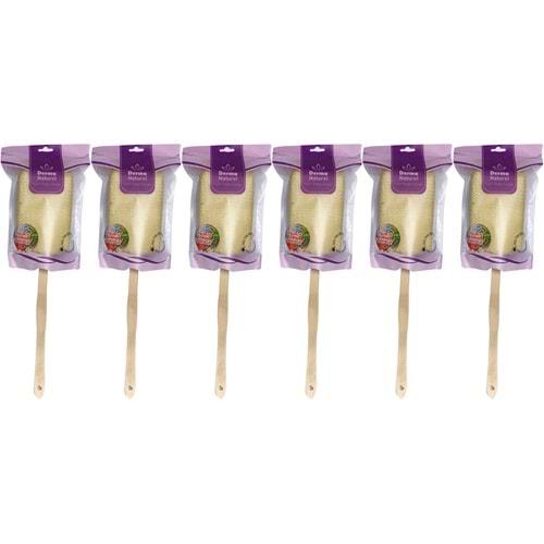 Derma Naturel Palmiye Örme Sopalı Banyo Sırt Lifi (8*24CM) MS-09 (6 Lı Set)