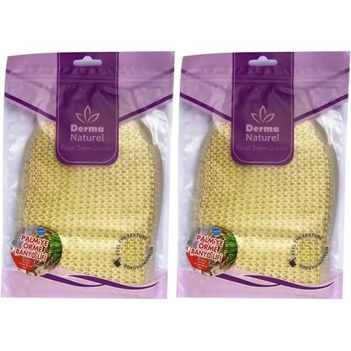 Derma Naturel Palmiye Lifi Örme Banyo Eldiveni (15*24CM) MS-04 (2 Li Set)